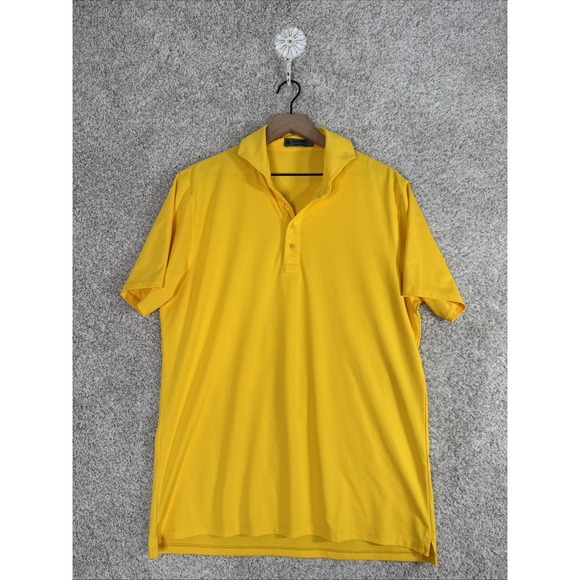 G Fore Shirt Mens Large Yellow Golf Polo Essential Modern Tech Pique - Picture 1 of 8